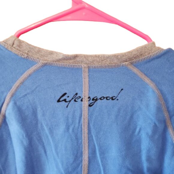 Good Move by Life is Good Womens Semi-fitted Tee Blue Sz L Yoga Breathe Ringer - Picture 4 of 6